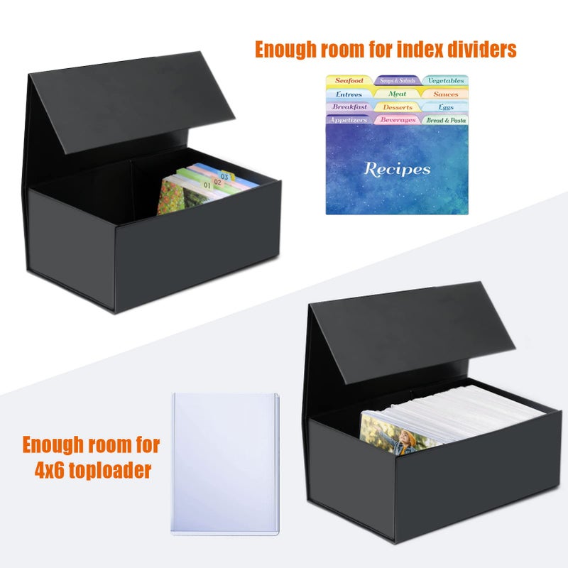 tutata 4X6 Index Card Holder  Index Card Storage Box 4 x 6 Inches  Fits 1200 Flash Cards - 2 Pack  Black - Image 3